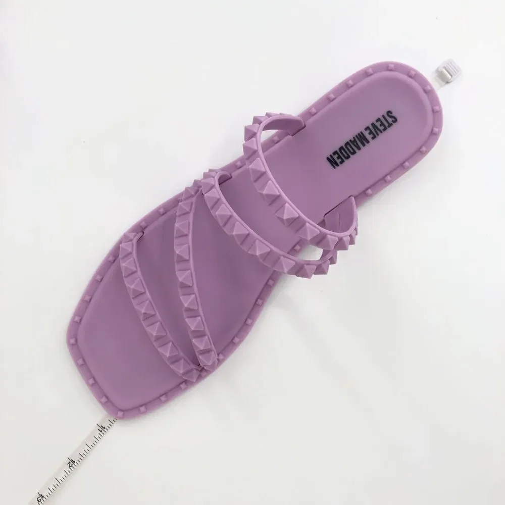 Steven Madden Skyler-J‎ Studded Jelly Slide Sandals Lilac 8